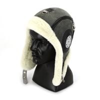 Czapka skórzana pilotka LOTNIK - ZIMA 57 cm