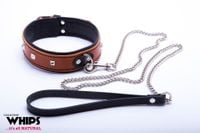 wiązania whips obroża damska ze smyczą, koniakowa