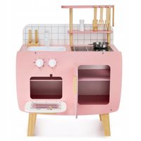 Kuchnia dla Dzieci Drewniana Duża z Akcesoriami i Fartuchem Super Design