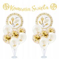 Balony stojak na I Komunię Świętą baner napis Komunia dekoracje komunijne