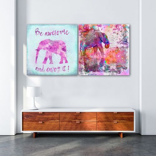 Obraz na płótnie – Canvas, Słoń na kolorowym tle 40x40 na Arena.pl