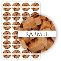 NAKLEJKI wodoodporne samoprzylepne kolorowe KARMEL słoiki przetwory 24szt.