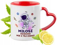 Kubek Czerwony Z Uszkiem W Kształcie Serca Dla Miłosza Na Prezent