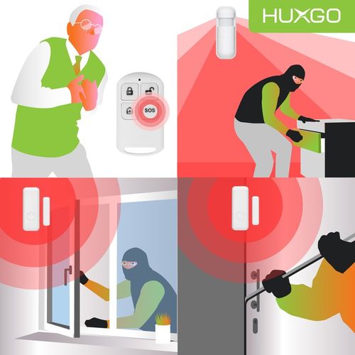 Alarm bezprzewodowy GSM + WiFi z aplikacją TUYA , zestaw , HUXGO HXA003 na Arena.pl