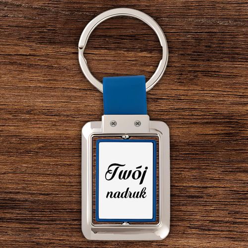 Brelok dwustronny z obrotowym środkiem z nadrukiem - niebieski na Arena.pl