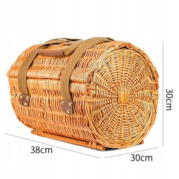 PLECIONY KOSZ PIKNIKOWY WIKLINOWY DLA 2 TERMOTORBA KOCYK IZOLACJA SZTUĆCE zdjęcie 9