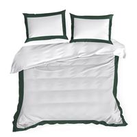 Pościel satynowa z kantą LAURA 160X200 70X80X2 biała+zielona