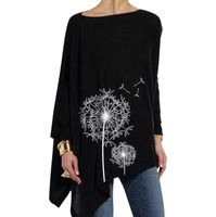 Tunika asymetryczna bluzka czarna z nadrukiem