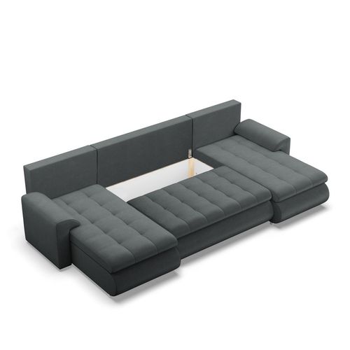 Narożnik U, z leżankami, BOSCO, velvet, 302x159x89 cm, szary | TYLETEGOTU na Arena.pl