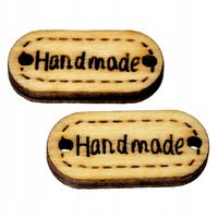 Drewniana etykieta metka HANDMADE 11x23mm 10szt.