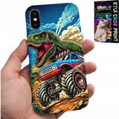 ETUI DO IPHONE X / XS -DINOZAUR W MONSTERTRUCKU WZORY DLA DZIECI