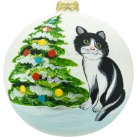 Bombka okrągła: Kotek przy choince