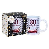 kubek na 80 urodziny dla mężczyzny (bordowe auto) 3309-ur11-80