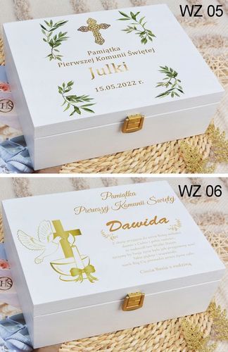 PUDEŁKO białe KOMUNIA prezent NADRUK pamiątka IMIĘ na Arena.pl