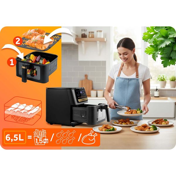 Frytkownica beztłuszczowa Air fryer Berdsen BD-655 czarna zdjęcie 8
