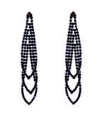 Kolczyki długie wiszące nitki granatowe kryształy listki wieczorowe damskie