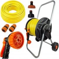WĄŻ OGRODOWY 1/2 30m WÓZEK MOCNY PISTOLET ZRASZACZ ZŁĄCZKI MOCNY ZESTAW