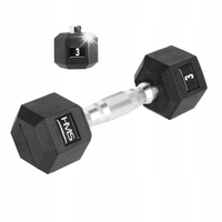 Hantla Ciężarek Gumowany Do Ćwiczeń Treningu Siłowego HEX PRO 3 kg HMS