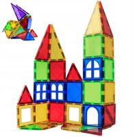 DUŻE KLOCKI MAGNETYCZNE KREATYWNE MAGNETIC TILES 3D ZESTAW 130 EL PREZENT