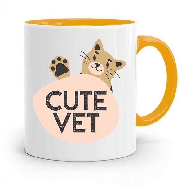 Kubek Żółty Weterynarza Cute Vet Prezent Z Nadrukiem Ze Zdjęciem zdjęcie 1
