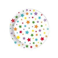 talerzyki kolorowe gwiazdki 20cm,8szt. urodziny
