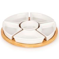 Patera, taca do serwowania 6 miseczek na przekąski, obrotowa 30 cm okrągła, bambusowa