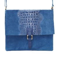 VERA PELLE torebka zamszowa listonoszka kroko V360 c.jeansowa