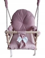 HUŚTAWKA drewniana 3w1 DZIECI RÓŻ okrągła dom ogród pokój prezent velvet