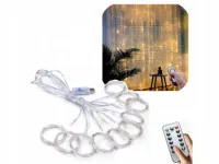 KURTYNA ŚWIETLNA LAMPKI GIRLANDA OKIENNA DRUCIKI 300 LED 3x3m USB + PILOT