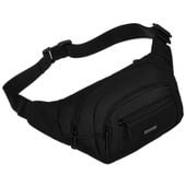 saszetka biodrowa męska czarna z kieszonkami na suwak - peterson