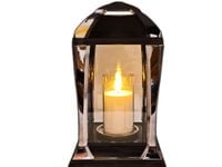 ZNICZ ZNICZE LAMPION LATARNIA NA GRÓB KPL GRAFIT+ŚWIECA LED