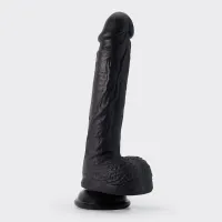 crushious inviktus 22 cm czarny - model z silikonu płynnego, przyssawka
