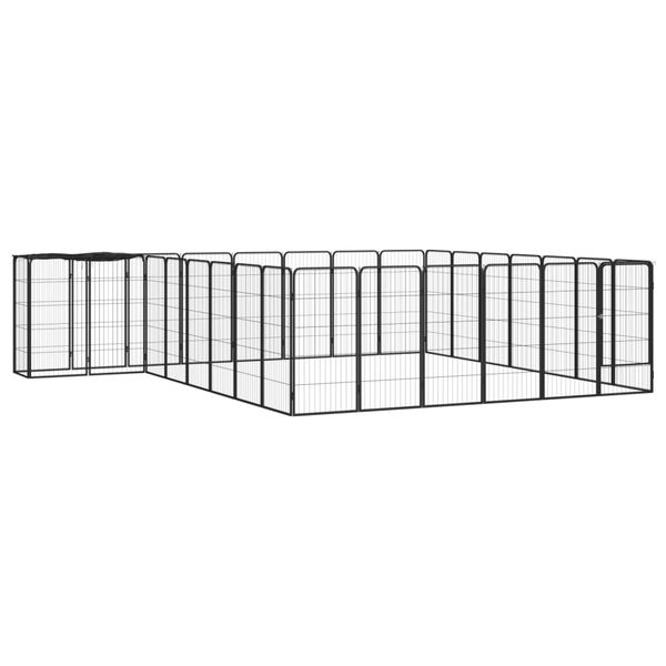 Kojec dla psa, 30 paneli, czarny, 50x100 cm, stal zdjęcie 1