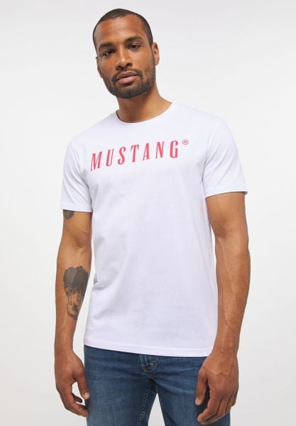 MUSTANG Style Alex C LOGO Tee MĘSKI T-SHIRT KOSZULKA NADRUK LOGO General White 1013221 2045 3XL zdjęcie 1