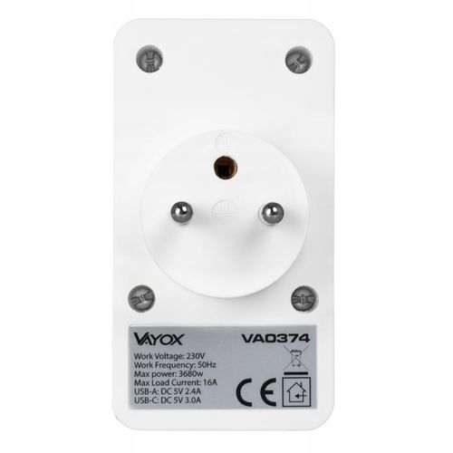 ROZGAŁĘŹNIK ELEKTRYCZNY 2 GNIAZDA ZŁODZIEJKA ŁADOWARKA 2x USB-C 2xUSB VAYOX na Arena.pl
