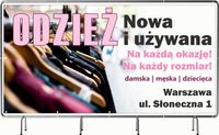 BANER REKLAMOWY 130x80cm różne wzory oczkowany ODZIEŻ UŻYWANA NOWA