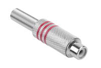 GNI0071B Gniazdo RCA srebrne 3 paski na kabel cze