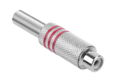 GNI0071B Gniazdo RCA srebrne 3 paski na kabel cze