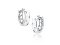 Eleganckie rodowane srebrne kolczyki kółka z cyrkoniami srebro 925 Z1755E