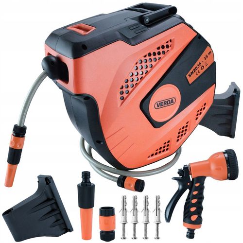 WĄŻ OGRODOWY AUTOMATYCZNY ZE ZWIJACZEM 35m + 2m BĘBEN NA BĘBNIE ŚCIANĘ na Arena.pl