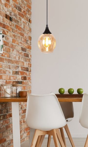 Aspa lampa wisząca czarny 1x40W E27 klosz brązowy zdjęcie 6