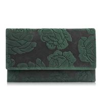 portfel damski skórzany duży w róże zielony paolo peruzzi t-107-hgr