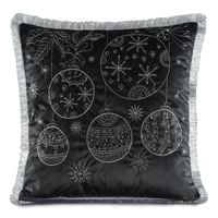 Poszewka świąteczna 45x45 cm czarna srebrny haft poliester