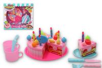 TORT URODZINOWY DO KROJENIA NACZYNIA SZTUĆCE RÓŻOWY