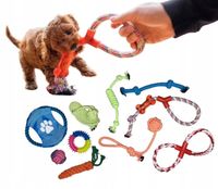 GRYZAK BAWEŁNIANY DUŻY ZESTAW DLA PSA SZCZENIAKA PIŁKA ZABAWKA SZARPAK 10el