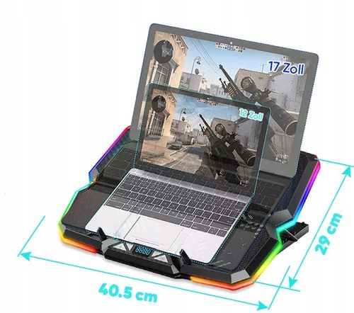 PODSTAWKA PODKŁADKA CHŁODZĄCA POD LAPTOPA PODŚWIETLANA + UCHWYT NA TELEFON na Arena.pl