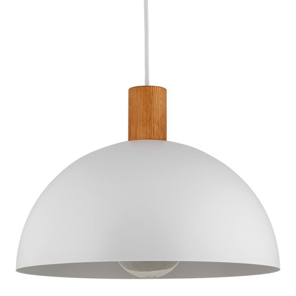 Lampa wisząca kopuła do salonu Oslo 4851 TK Lighting drewniana biała zdjęcie 1