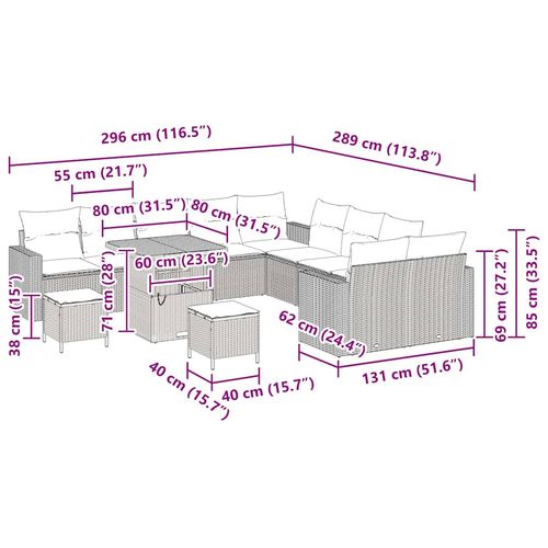 Zestaw Sof na Ogród 13 pcs Beżowy polirattan na Arena.pl