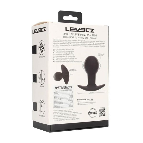 Single Bulb Vibrating Silicone Anal Plug - Black zdjęcie 3