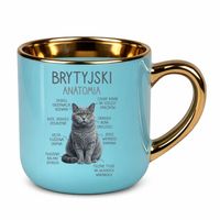 Brytyjski anatomia - elegancki kubek na prezent Niebieski KOT RASA URODZINY